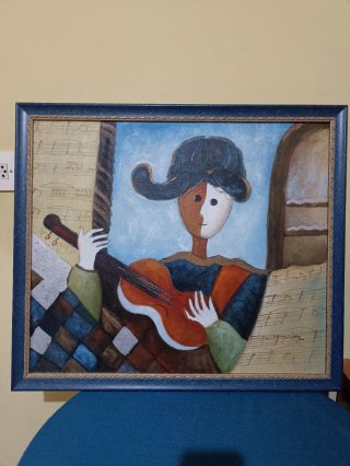 Cuadro Pintura Artística Músico Guitarra