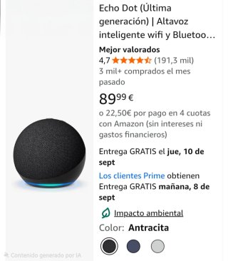 Amazon Echo Dot (Última Generación) Negro