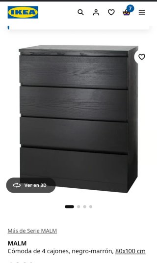 Cómoda Malm Oscura con Tapa de Cristal