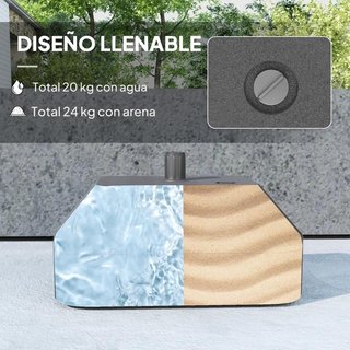 Base Sombrilla Rellenable 38mm Resistente Negra