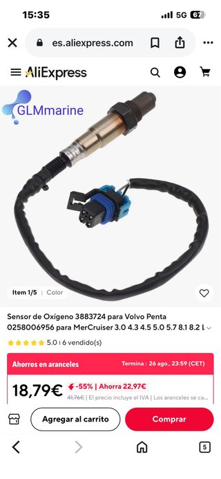 Sensor de Oxígeno 3883724 Volvo Penta