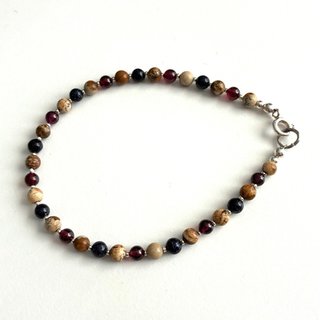 Pulsera Granate, Jaspe, Ágata Negra y Plata