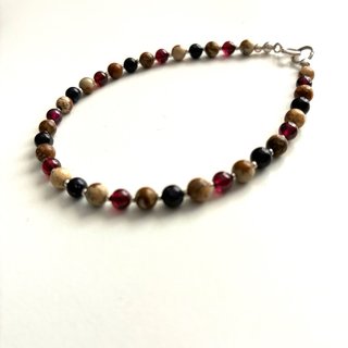 Pulsera Granate, Jaspe, Ágata Negra y Plata