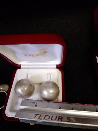 Juego Anillo y Pendientes Majorica Plata Antigua
