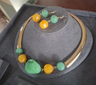 Set Bijoux Elegante Oro Verde Giallo