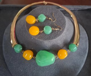 Set Bijoux Elegante Oro Verde Giallo