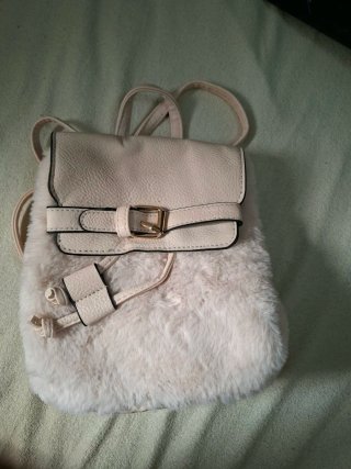 Bolso/Mochila Beige Peludo