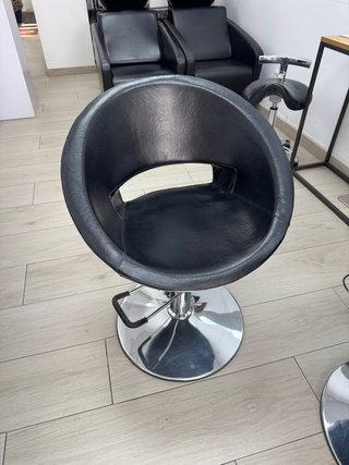 Sillones Peluquería Redondos Negro/Plata
