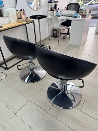 Sillones Peluquería Redondos Negro/Plata