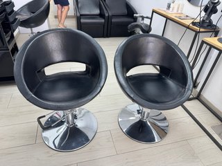 Sillones Peluquería Redondos Negro/Plata