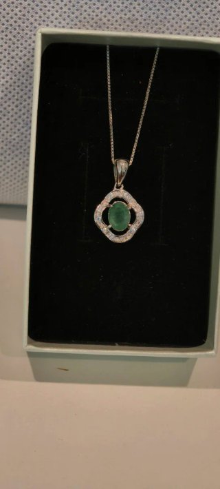 Collar Plata Ley Esmeralda Natural