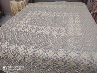 Copriletto matrimoniale filet beige
