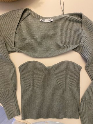 Conjunto Bolero y Top Zara Gris