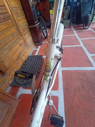 Bicicleta Paseo Niña Blanca y tonalidades verdes.