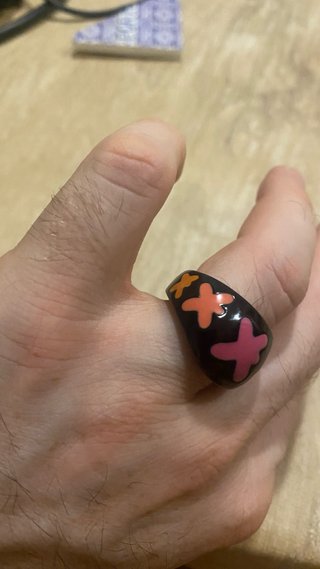 Anillo Swatch Bijoux Acero y Resina Negra Flores