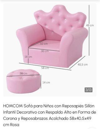 Sofá infantil rosa HOMCOM piel sintética
