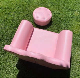 Sofá infantil rosa HOMCOM piel sintética