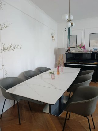 Tavolo allungabile marmo e acciaio 180cm - 240 cm