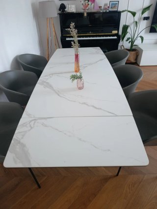 Tavolo allungabile marmo e acciaio 180cm - 240 cm