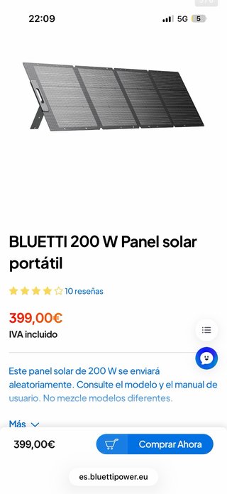 Panel solar Bluetti 200W nuevo
