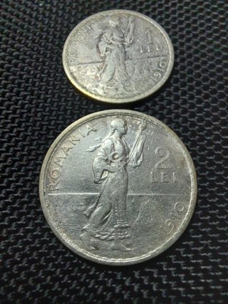 2 Monedas Plata Rumania 1910