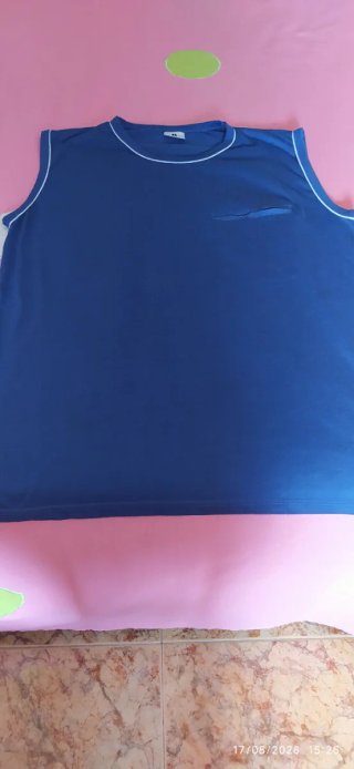 Camiseta sin mangas azul hombre,con bolsillo