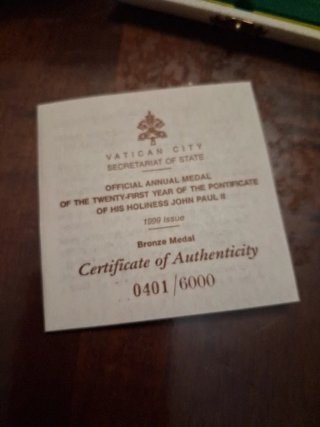 Medaglia Vaticano 1999 Giovanni Paolo II