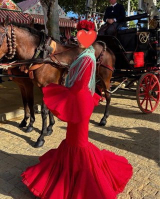 Traje Flamenca Diseño Clavel Talla Única