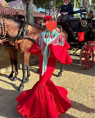 Traje Flamenca Diseño Clavel Talla Única