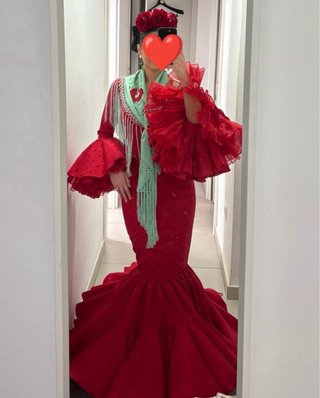 Traje Flamenca Diseño Clavel Talla Única