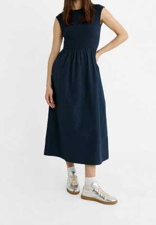Vestido Midi Azul Stradivarius Nuevo