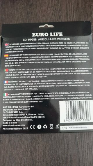 Auriculares Bluetooth EURO LIFE Novos