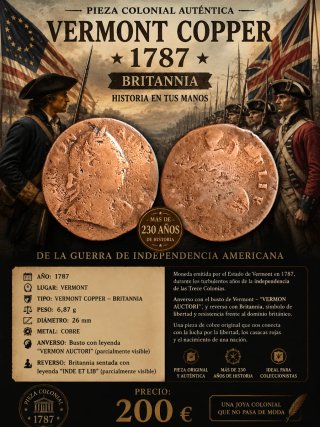 Moneda colonial antigua Británica 1787