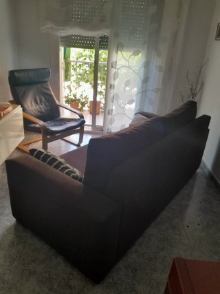 Sofá 3 plazas Ikea marrón tela