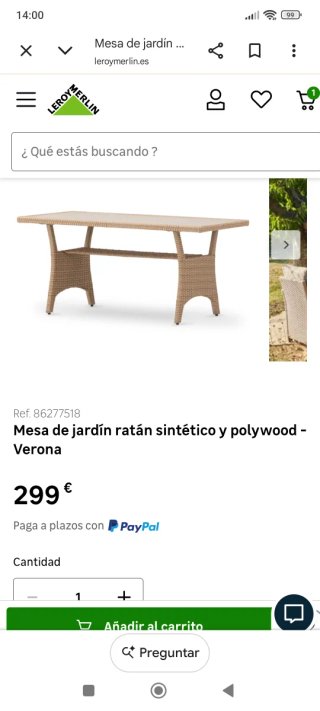 Mesa ratán sintético NUEVA