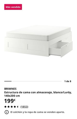 Cama Ikea y Colchón tamaño Matrimonial 1.40x2.00mt