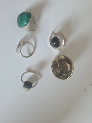 Lote 5 Anillos Plata y Piedras