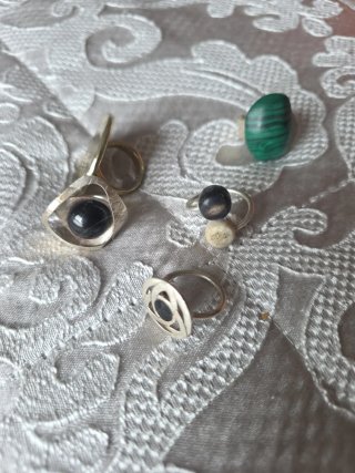 Lote 5 Anillos Plata y Piedras