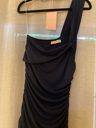 Vestido fiesta/graduación azul marino asimétrico