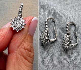 Pendientes oro blanco y brillantes