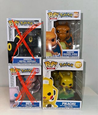 Lote 4 Funkos Pokémon: Umbreon, Mew, Pikachu, Char