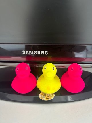 3 Patos de Terciopelo (2 Rosa, 1 Amarillo)