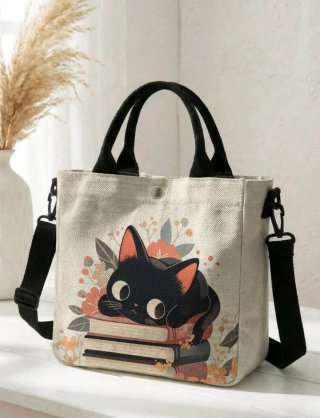 Bolso bandolera gato libros