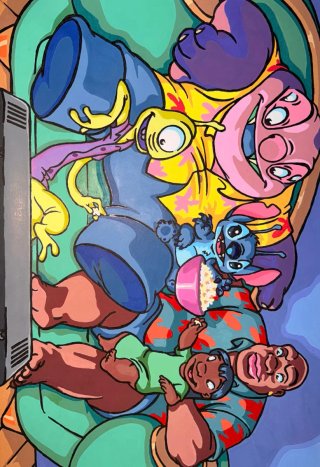 Pintura de Stitch y familia