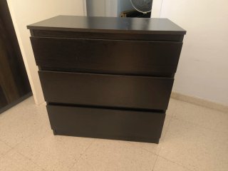 Cómoda 3 cajones wengué madera