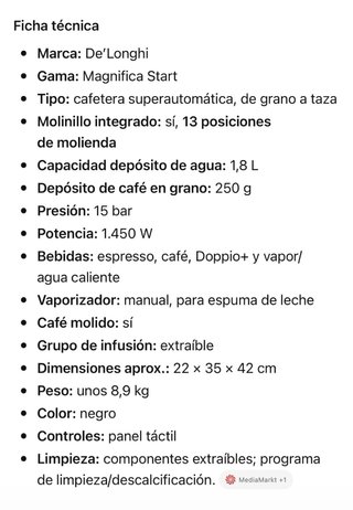 Cafetera DeLonghi Magnifica Start Negra