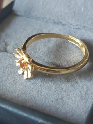 Anillo Flor Citrino Dorado
