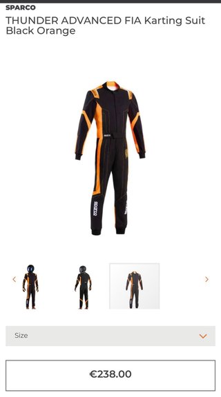 Traje Sparco Talla L Negro/Naranja Original