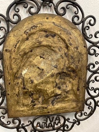Placa Sacra "Ave María" en Bronce y Forja - 1950