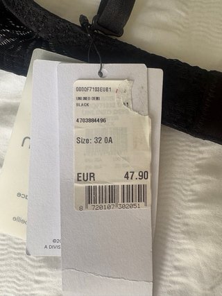 Sujetador Calvin Klein Negro Encaje Talla 32 A/70A
